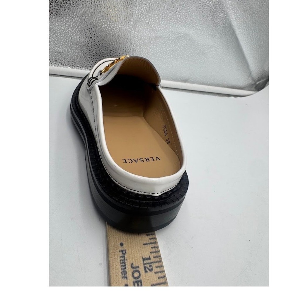 Versace Medusa Biggie White Leather Mule Loafers Gold Hardware IT 39 US 9 NEW - Picture 11 of 14